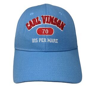 Carl Vinson 70 Vis Per Mare Snapback Hat Blue One Size Embroidered The Corps